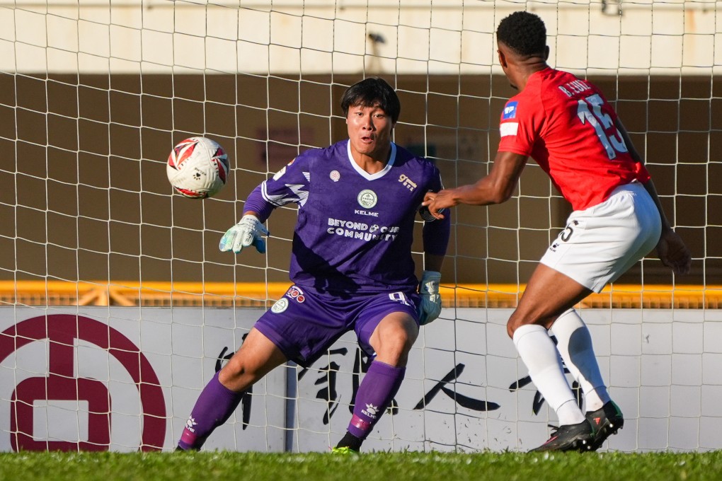 Tai Po goalkeeper Tse Ka-wing in action against Eastern District on Saturday. Photo: Eugene Lee