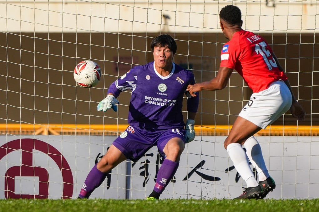 Tai Po goalkeeper Tse Ka-wing in action against Eastern District on Saturday. Photo: Eugene Lee