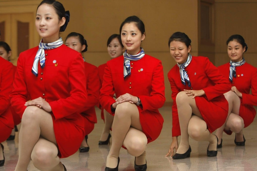 Young women go through etiquette training at a vocational school in Beijing in 2007, ahead of the 2008 Olympics. Photo: Reuters