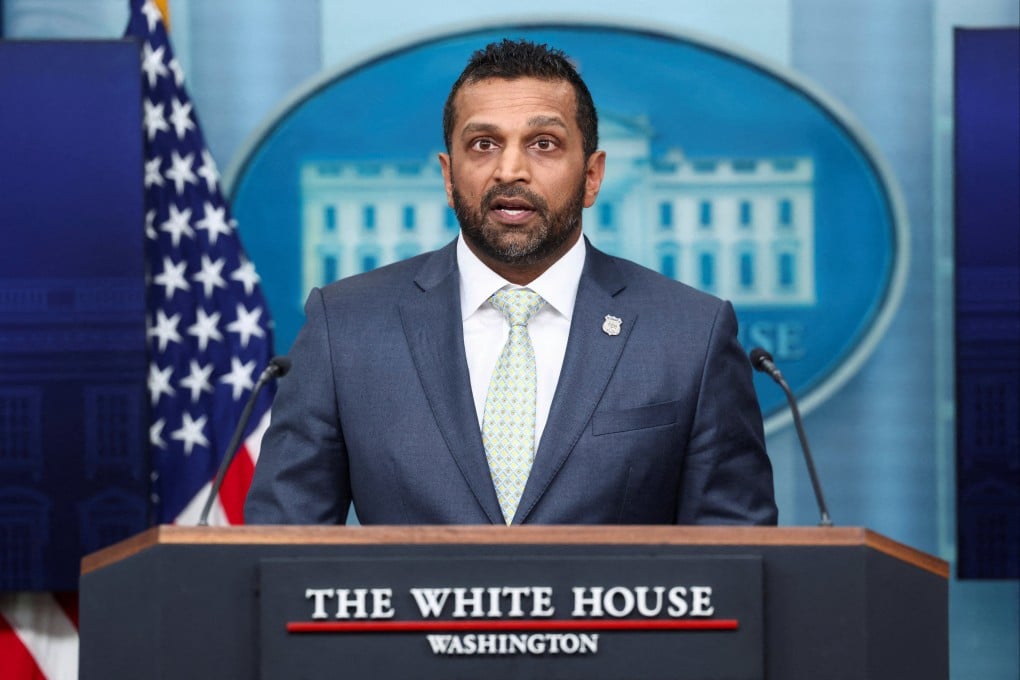 FBI Director Kash Patel speaks at a briefing at the White House this month. Photo: Reuters