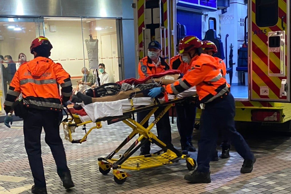 An injured person from the Tai Po fire arrives at Prince Wales Hospital. Photo: Edmond So