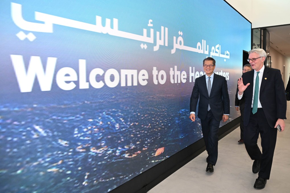 Hong Kong Financial Secretary Paul Chan Mo-po (left) visits the New Murabba Development Company under the Public Investment Fund of Saudi Arabia with Murabba CEO Michael Dyke, in Riyadh, Saudi Arabia, on October 30. Photo: Handout