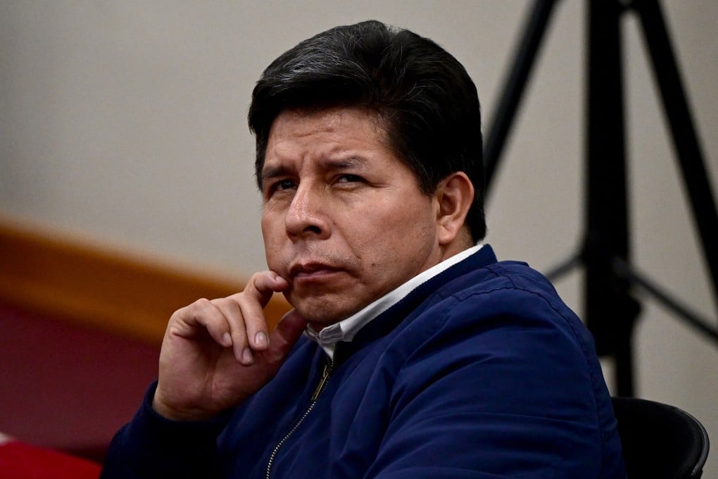 Peru’s former president Pedro Castillo in the courtroom. Photo: AFP