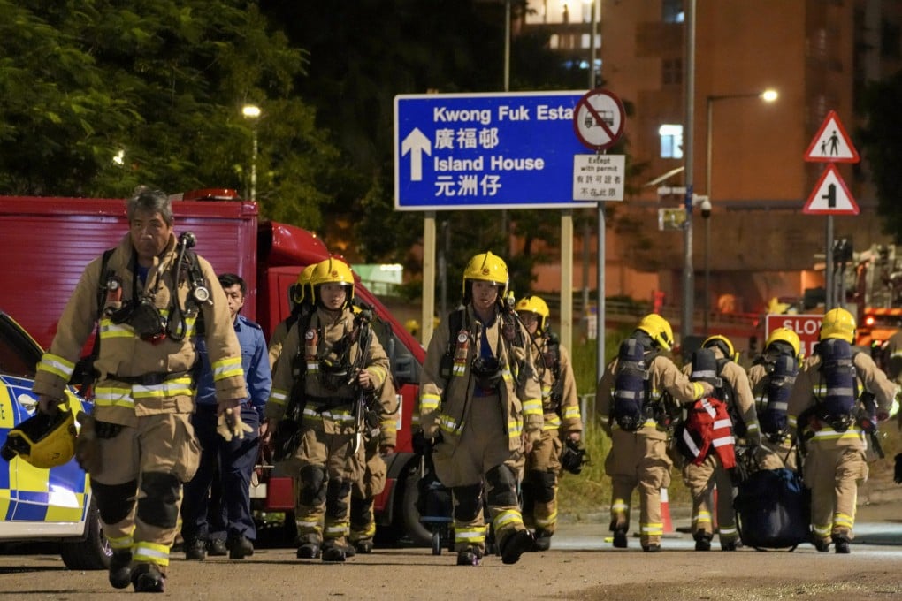 Firefighters spent 43 hous battling the blaze at Wang Fuk Court in Tai Po. Photo: Karma Lo