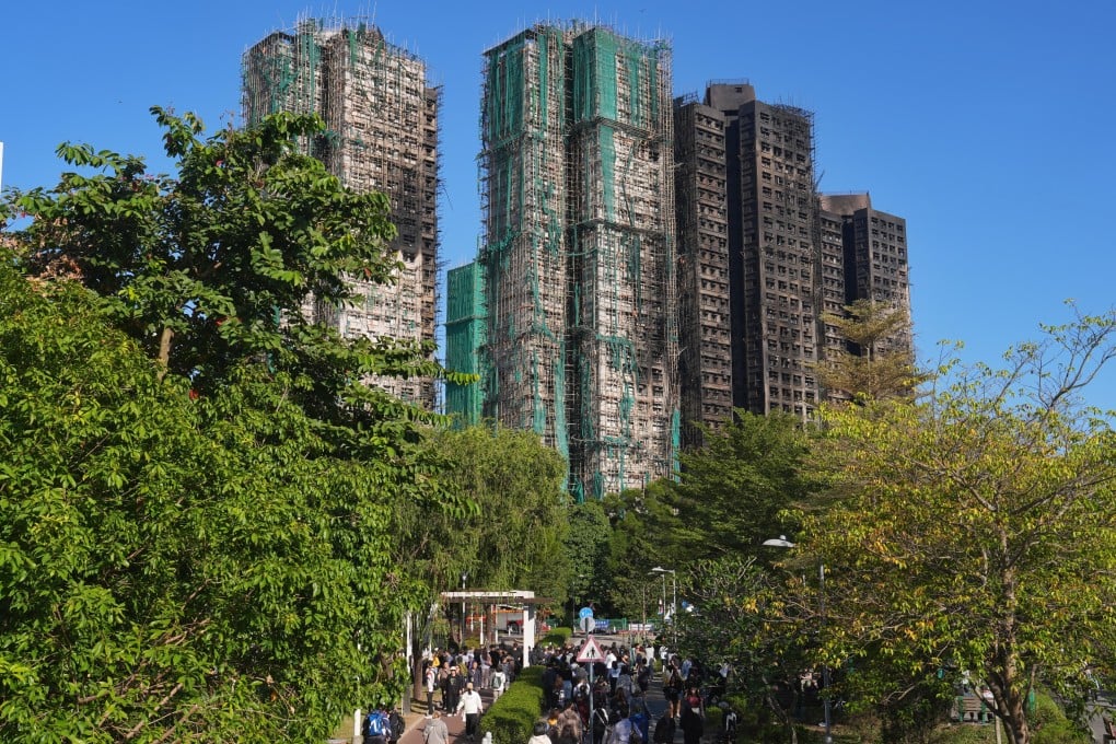 The burned buildings of Wang Fuk Court in Tai Po. Photo: Elson Li