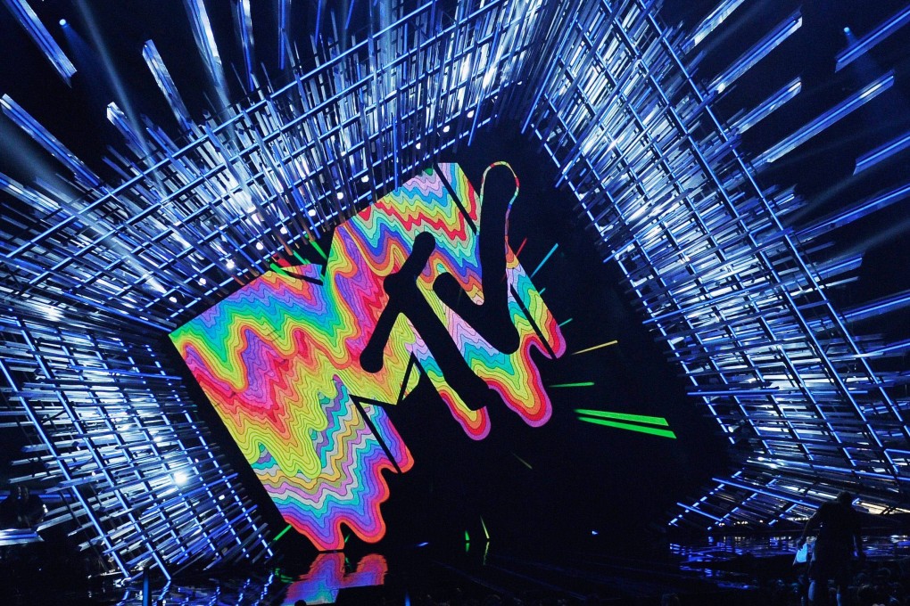 The MTV Logo is seen  onstage during the MTV Video Music Awards. Photo: AFP