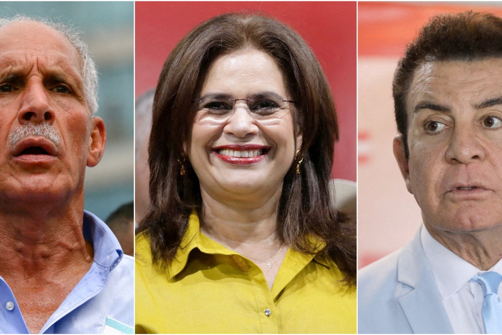 Honduran presidential candidates Nasry Asfura of the the conservative National Party (PN) endorsed by US President Donald Trump (left), Rixi Moncada of the left-wing LIBRE (centre), and Salvador Nasralla of the Liberal Party. Photo: Reuters