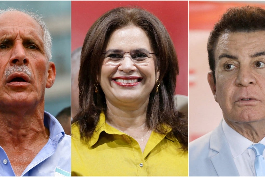 Honduran presidential candidates Nasry Asfura of the the conservative National Party (PN) endorsed by US President Donald Trump (left), Rixi Moncada of the left-wing LIBRE (centre), and Salvador Nasralla of the Liberal Party. Photo: Reuters