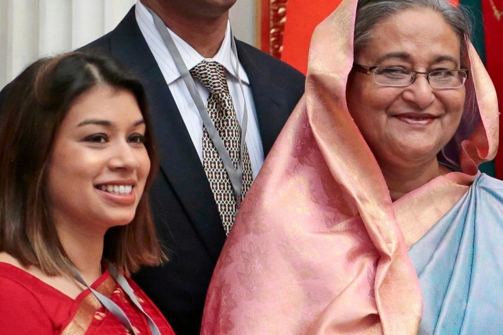 Tulip Siddiq (left) stands beside her aunt, former Bangladeshi prime minister Sheikh Hasina, in 2013. Photo: AP