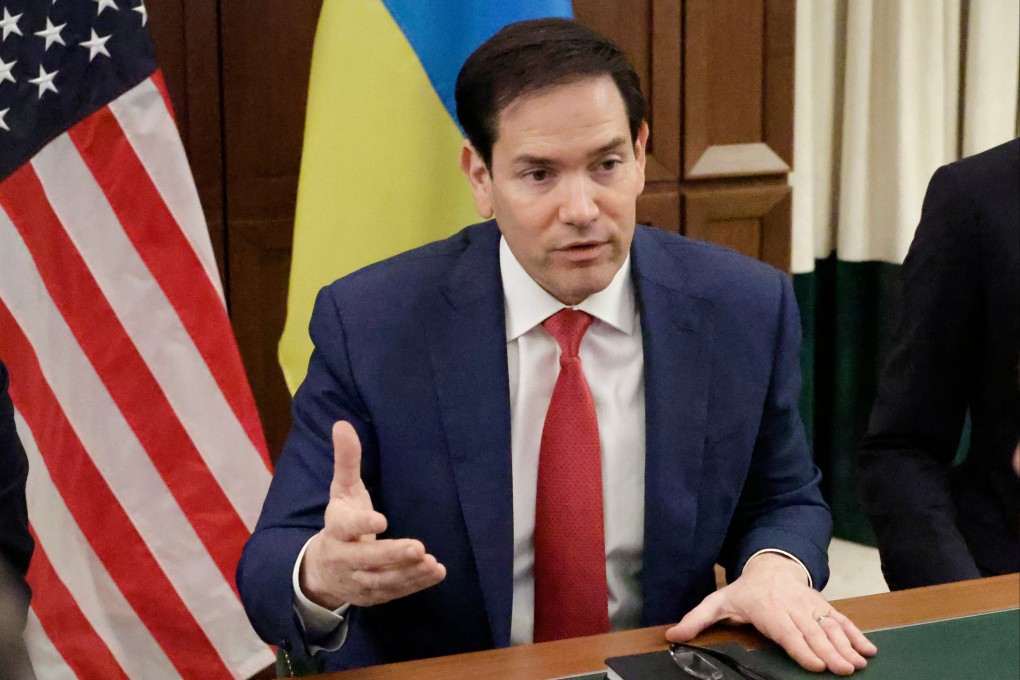 US Secretary of State Marco Rubio speaks during a meeting with Ukrainian officials on Sunday in Hallandale Beach, Florida. Photo: AP