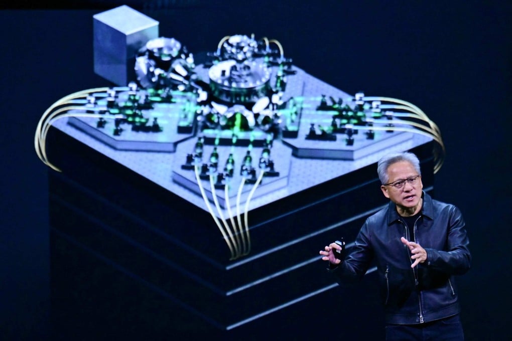 Nvidia CEO Jensen Huang speaks at the Nvidia GPU Technology Conference in Washington, DC, on October 28, 2025. Photo: AFP