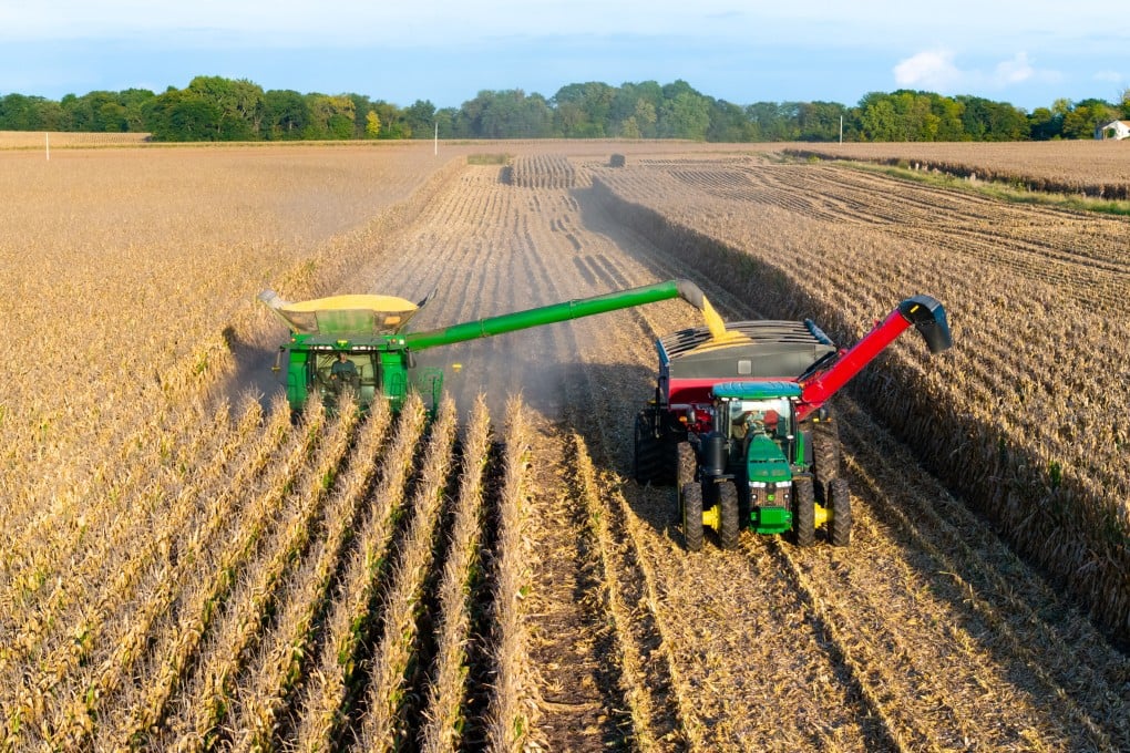 Harvest time on the Schubert plot of Rowe Farm, near the township of Peru in Illinois state in the US Midwest on September 30, 2025. Photo: Anthony Collins/Syngenta