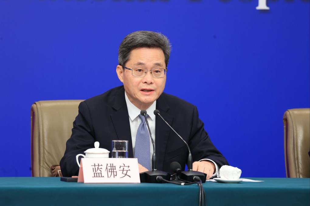 Lan Foan, China’s finance minister, attends a new conference on the economy for the third session of the 14th National People’s Congress on March 6. Photo: VCG via Getty Images