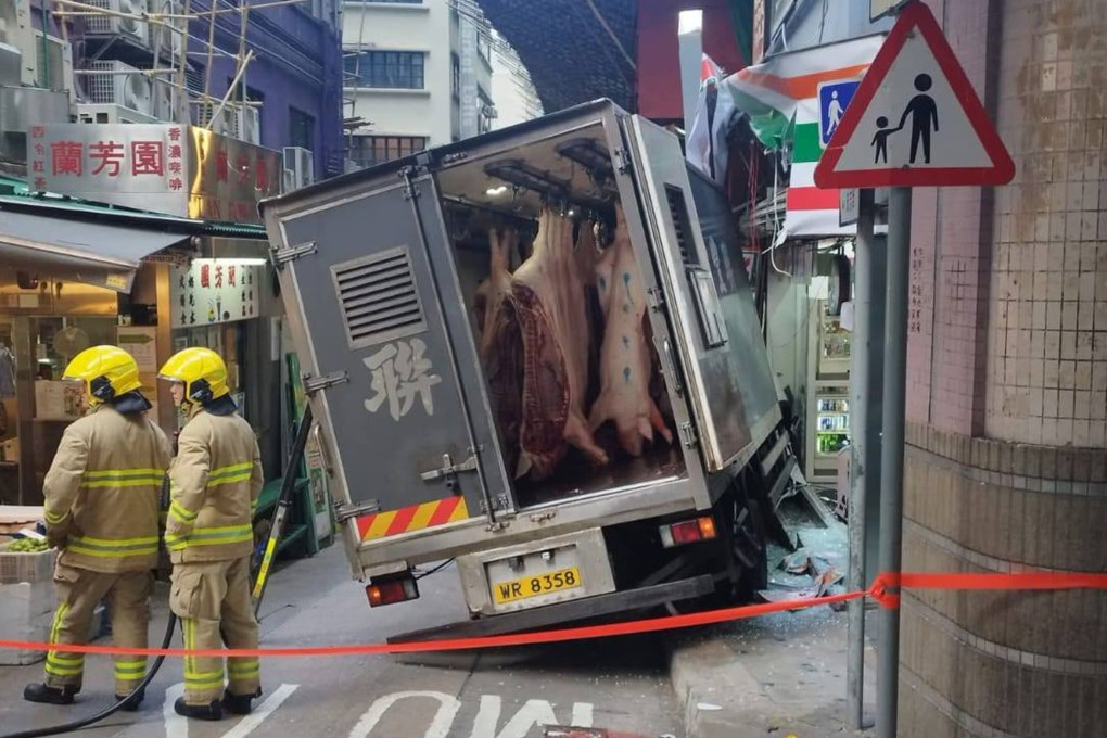 Police have said they received a report at 8.24am on Tuesday that a medium-sized truck had smashed into a shop in Central. Photo: Handout