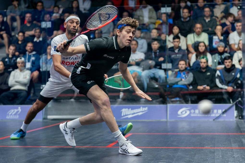 England’s Jonah Bryant (right) knocked out teammate and former world champion Mohamed El Shorbagy on Tuesday. Photo: Handout