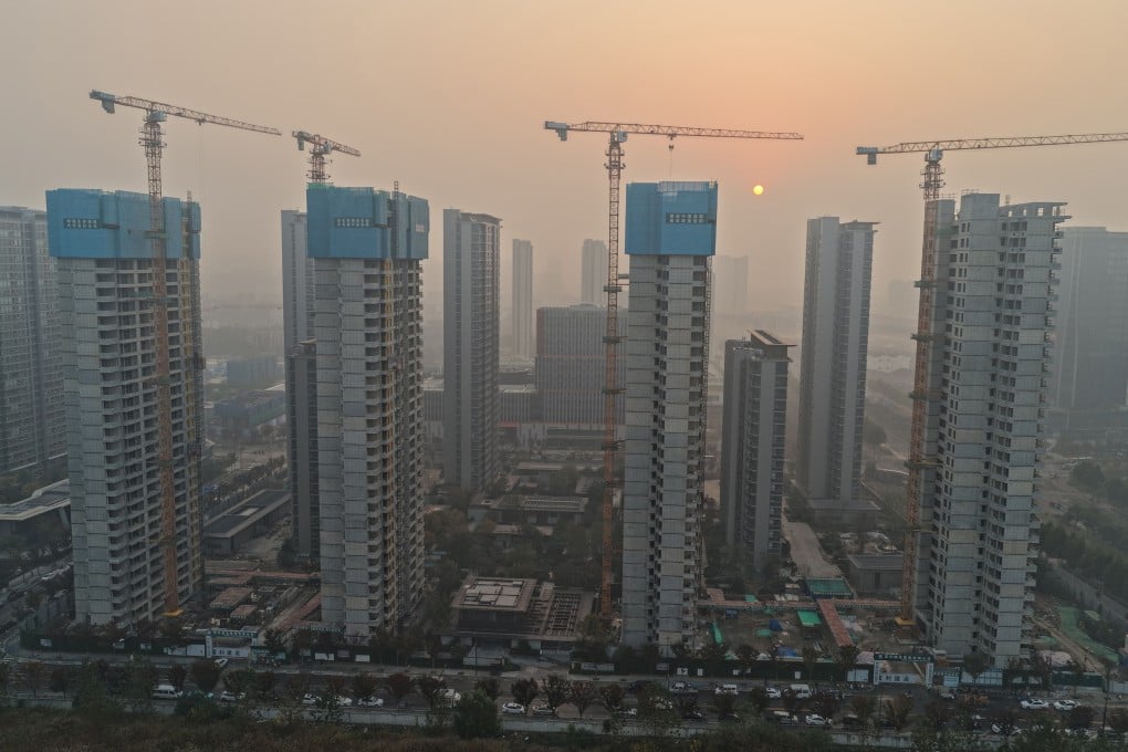 New home sales in China fell for a 11th month in a row. Above, a residential project under construction in Nanjing, Jiangsu province. Photo: CFOTO/Future Publishing via Getty Images