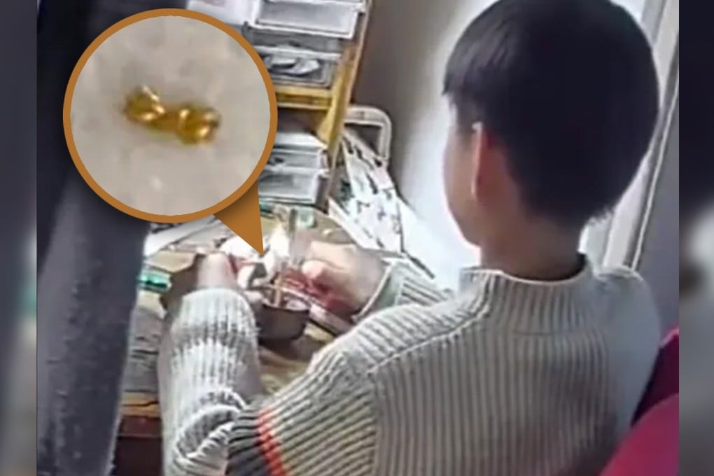 A boy in China cut his mother’s gold necklace into small pieces and gave them to his classmates as a mark friendship. Photo: SCMP composite/Douyin