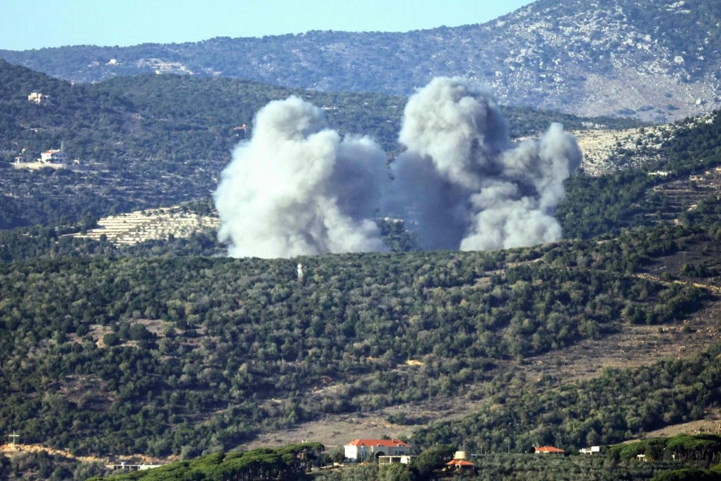 Smoke rises from the site of an Israeli air strike that targeted the southern Lebanese village of Sejoud on Thursday. Photo: AFP