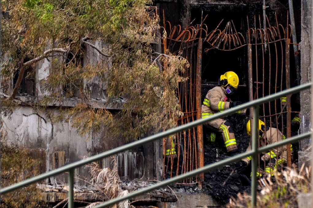 Firefighters search for survivors in Wang Fuk Court’s Wang Cheong House on Tuesday. Photo: Elson Li