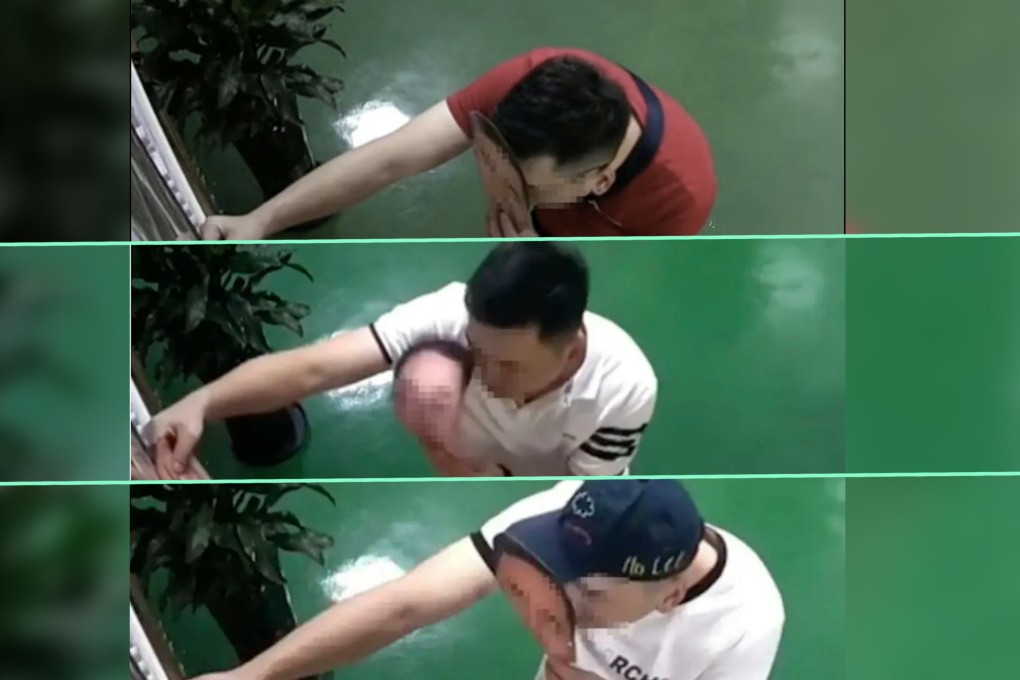 Public servants at a Chinese neighborhood committee have been exposed for using printed face masks to bypass facial-recognition clocking-in machines to skip work. Photo: SCMP composite/Douyin