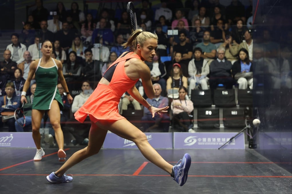 Olivia Weaver keeps her eye on the ball on the way to beating Nele Gilis. Photo: Edmond So
