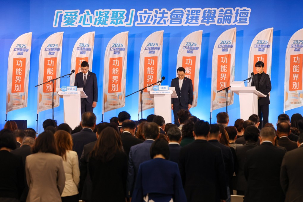 The forums resumed on Wednesday with a minute’s silence in memory of the Tai Po blaze victims. Photo: Nora Tam