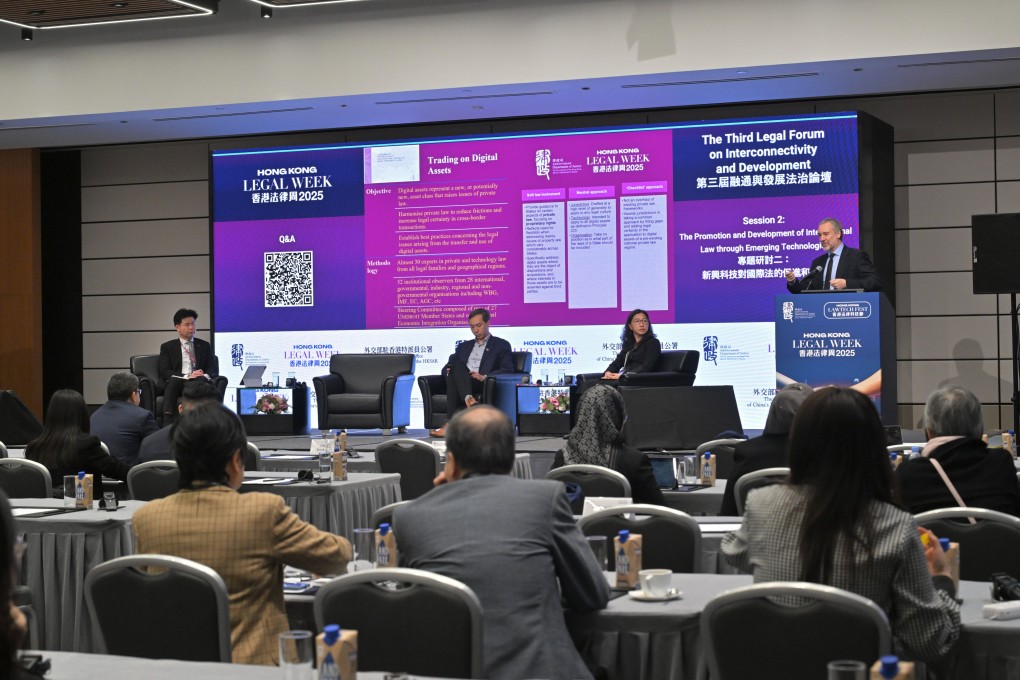 Professor Ignacio Tirado, secretary general of the International Institute for the Unification of Private Law, delivers a speech during Hong Kong Legal Week. Photo: Handout