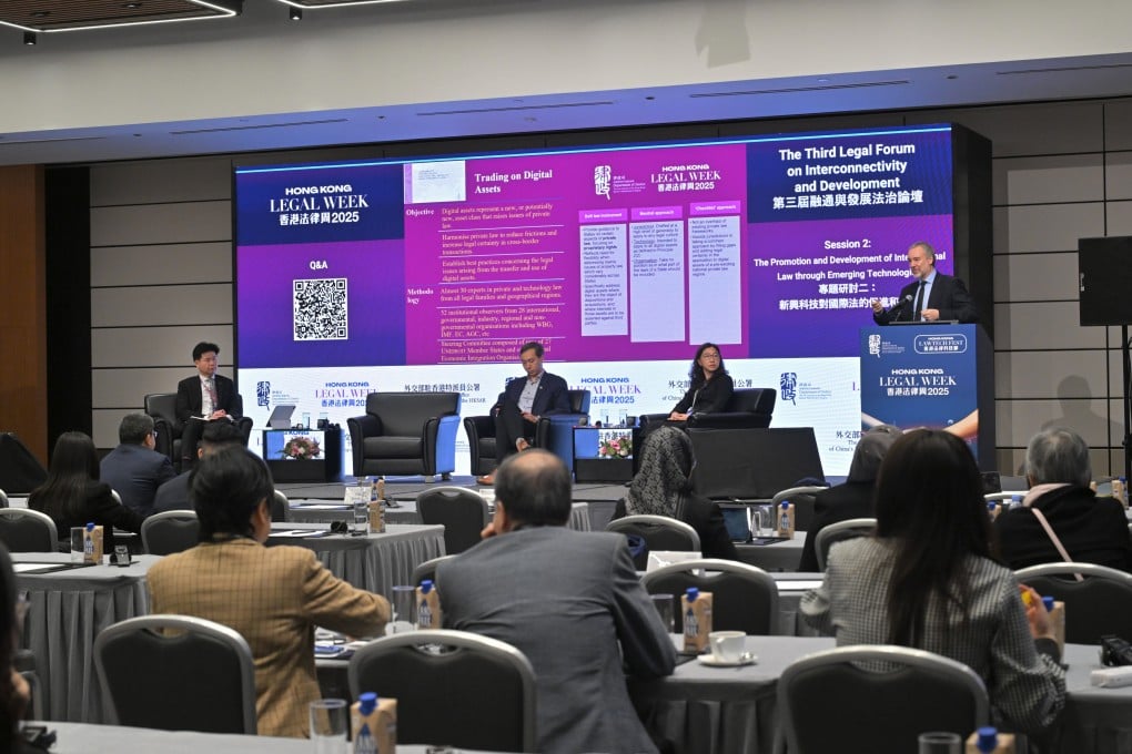 Professor Ignacio Tirado, secretary general of the International Institute for the Unification of Private Law, delivers a speech during Hong Kong Legal Week. Photo: Handout