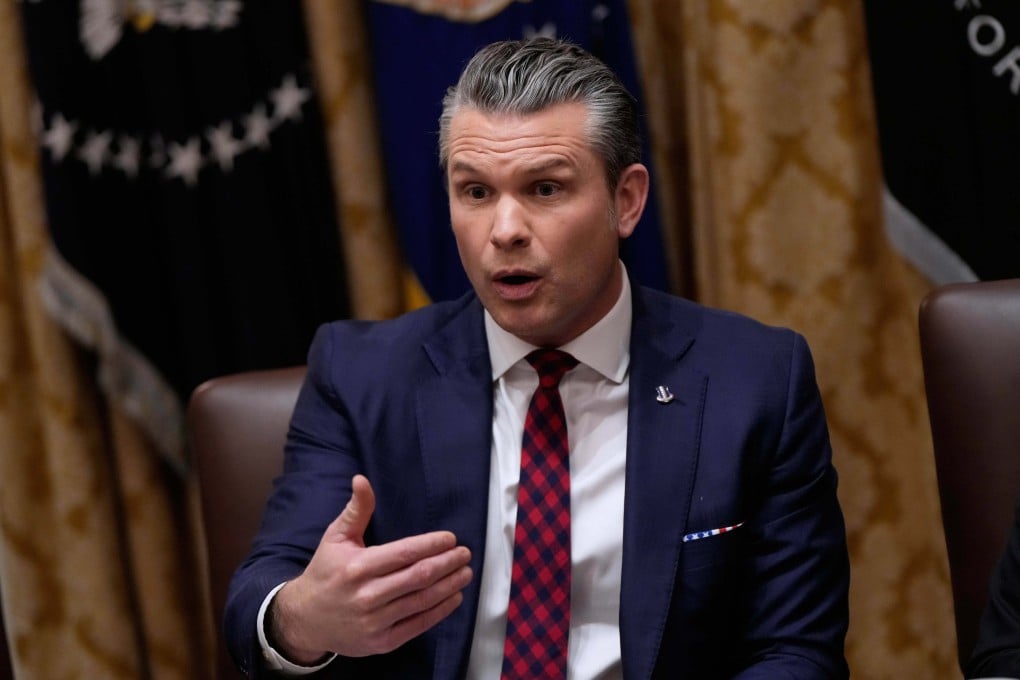 US Defence Secretary Pete Hegseth speaks during a cabinet meeting at the White House on Tuesday. Photo: AP