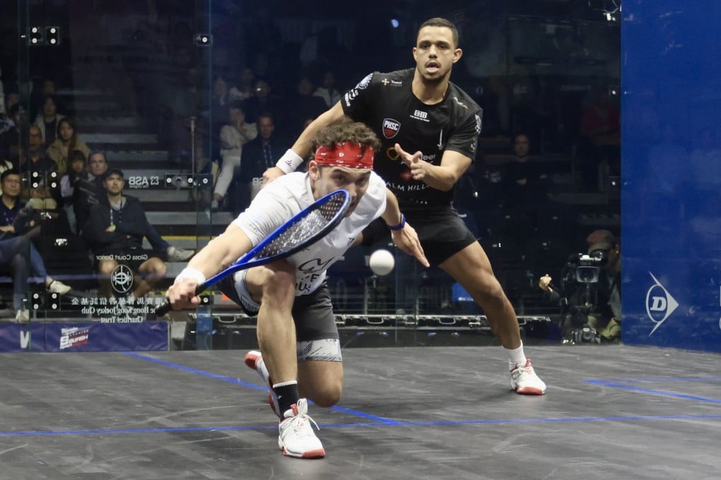 Mostafa Asal (back) takes on Victor Crouin on Thursday. Photo: Jonathan Wong