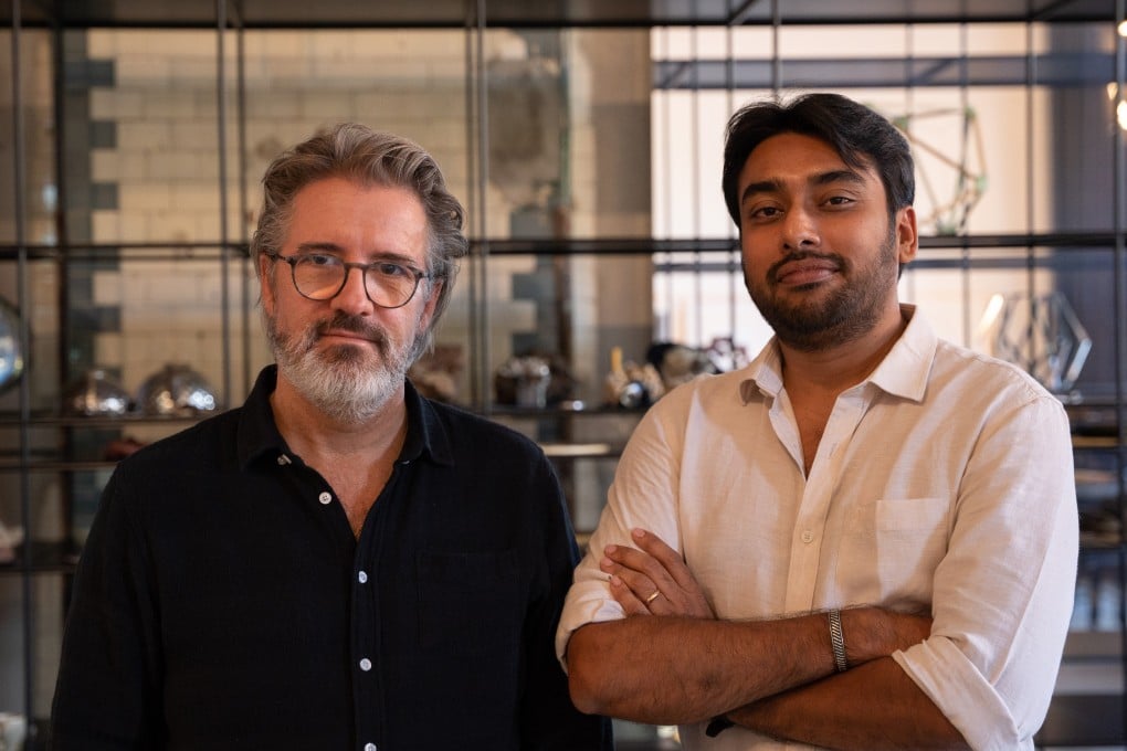 Singapore-based blockchain entrepreneur Vignesh Sundaresan (right), also known as Metakovan, has opened a new experimental art and technology space, Padimai Art & Tech Studio, in Singapore, whose first commission is a virtual reality work by Danish-Icelandic artist Olafur Eliasson (left). Photo: Yanina Isla