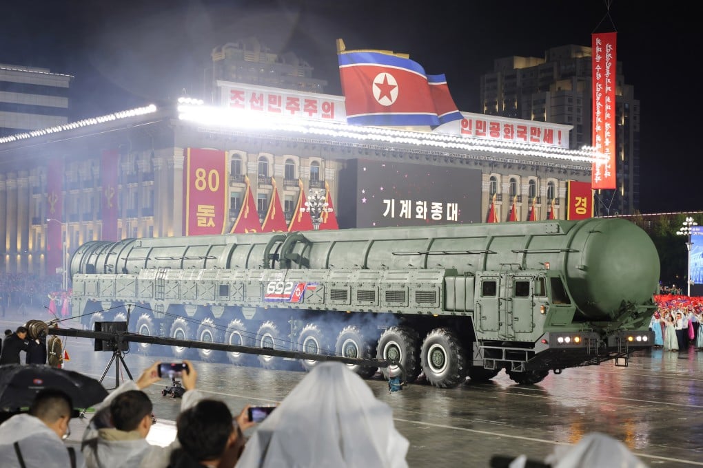 North Korea rolls out an intercontinental ballistic missile during a military parade in Pyongyang on October 10. Photo: Korean Central News Agency