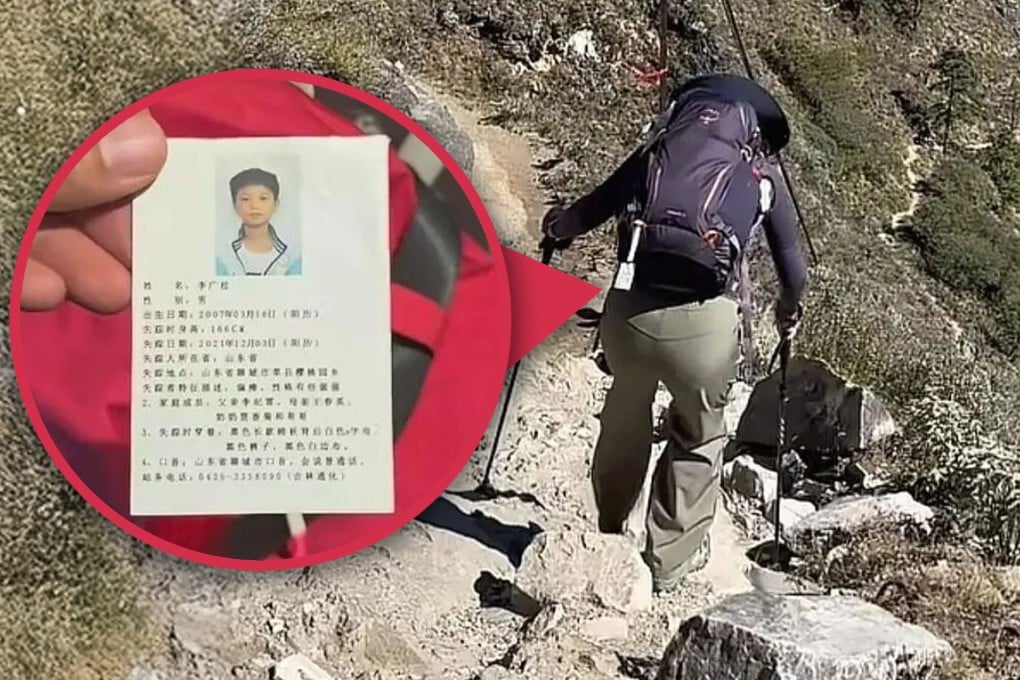 A woman in China faced online bullying for hiking with a clothing tag, which was actually part of a campaign to help locate missing children. Photo: Jimu/RedNote