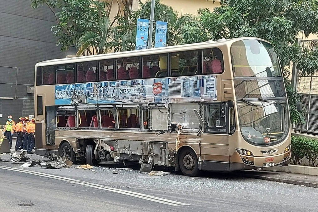 Ten people have been injured in the accident in Kwai Chung, including the driver of the bus and seven passengers.  Photo: Handout