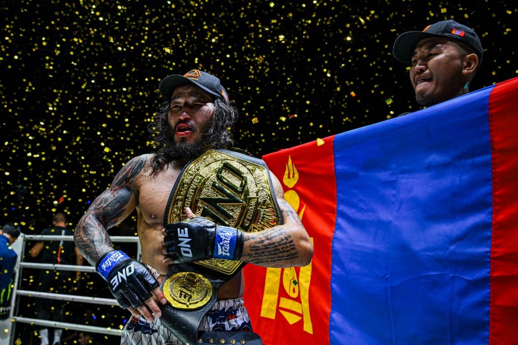 Enkh Orgil Baatarkhuu ended the night as only the second Mongolian fighter to capture an MMA world title in ONE. Photo: Handout