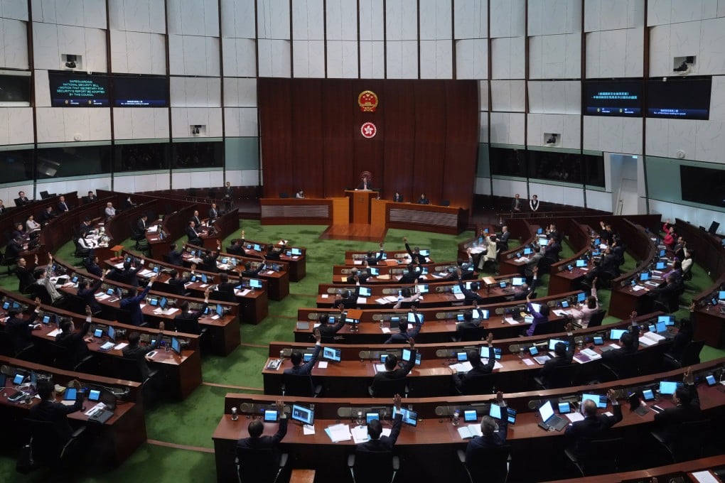 Legislators pass the Safeguarding National Security Ordinance in March last year. Photo: Sam Tsang