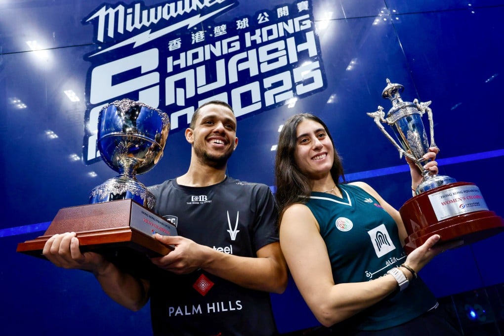 Nour El Sherbini and Mostafa Asal crowned champions of Hong Kong Squash Open. Photo: Jonathan Wong