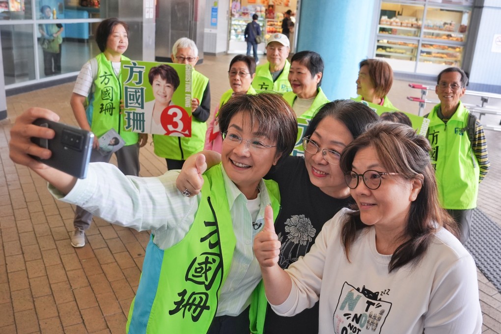 Picture perfect as supporters congratulate Christine Fong (left) after her election victory. Photo: Elson Li
