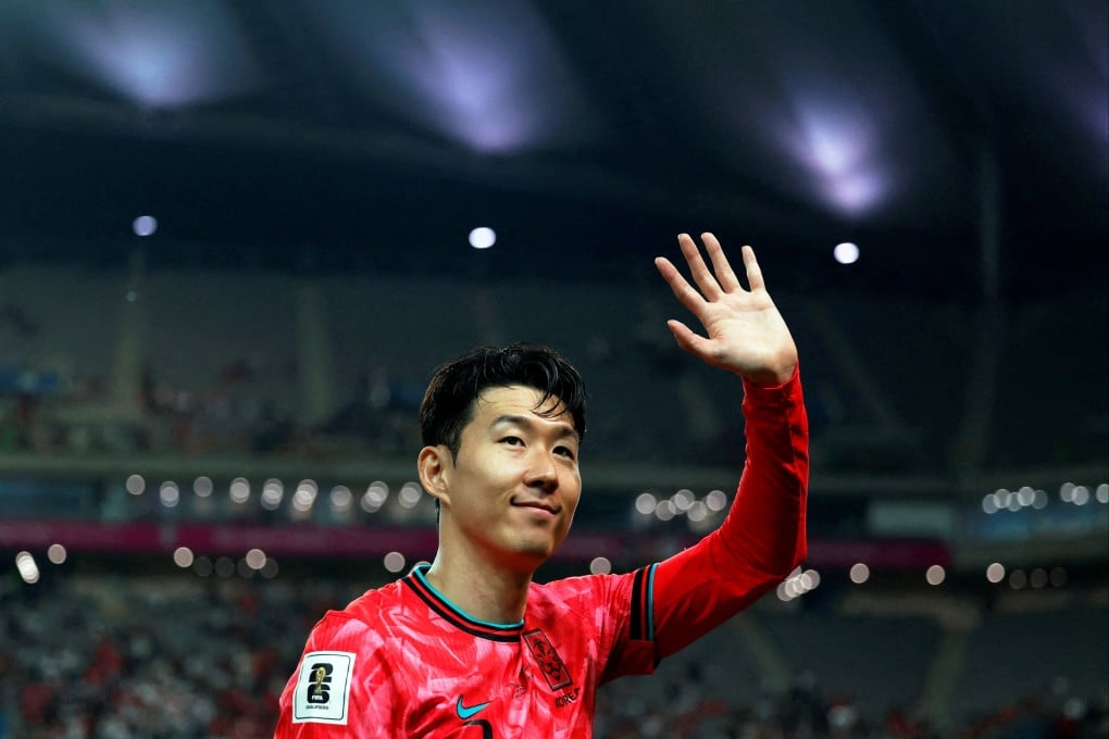 South Korea’s Son Heung-min waves to fans after a World Cup qualifier against Kuwait in Seoul in June. Photo: Reuters