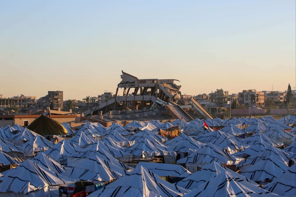 Destroyed buildings in the Nuseirat camp for displaced Palestinians in the central Gaza Strip. Photo: AFP
