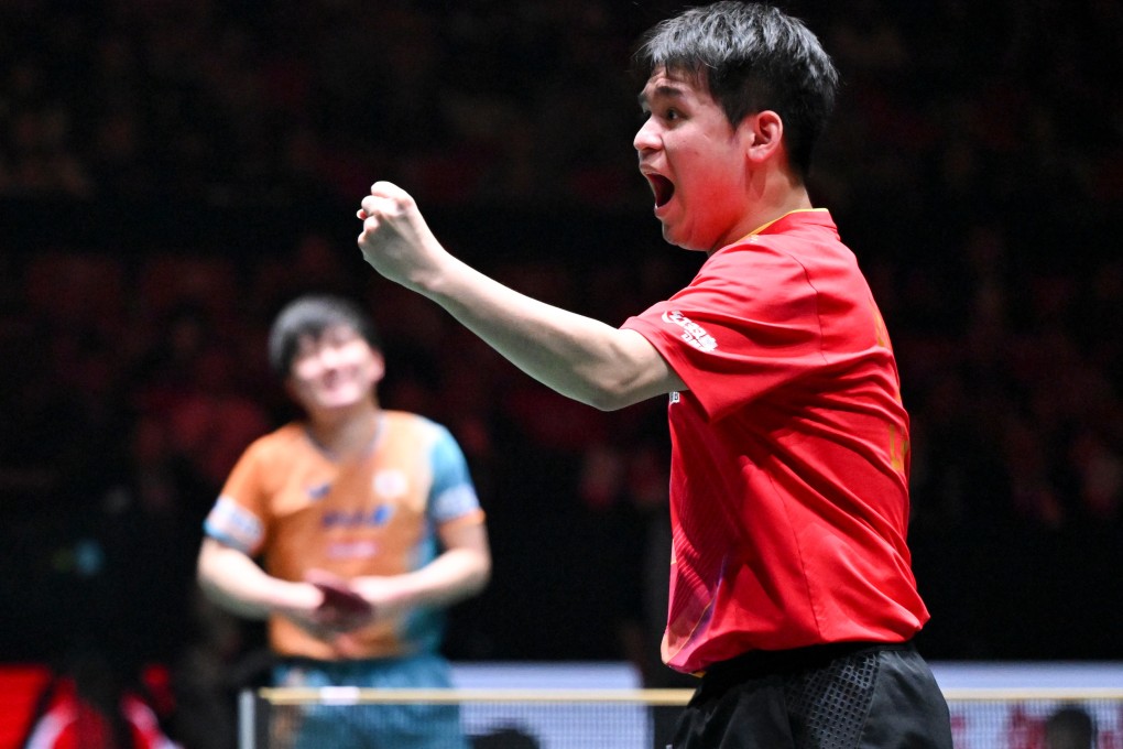 Lin Shidong’s victory over of Harimoto Tomokazu sealed China’s third ITTF Mixed Team World Cup title. Photo: Xinhua