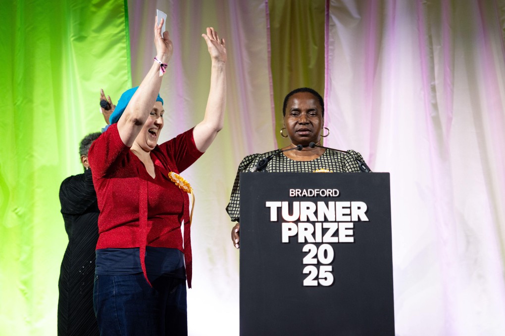 Nnena Kalu (right) is announced as the winner of the Turner Prize in Bradford, England, on Tuesday. Photo: PA via AP