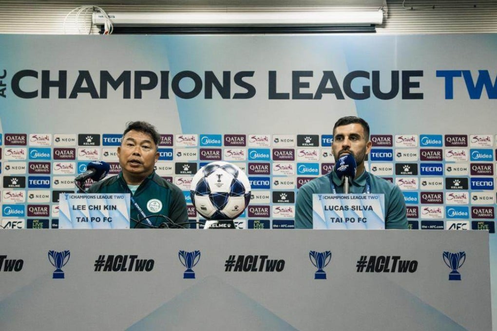 Lee Chi-kin and striker Lucas Silva previewing Tai Po’s ACL2 clash with Cong An Hanoi. Photo: Tai Po FC