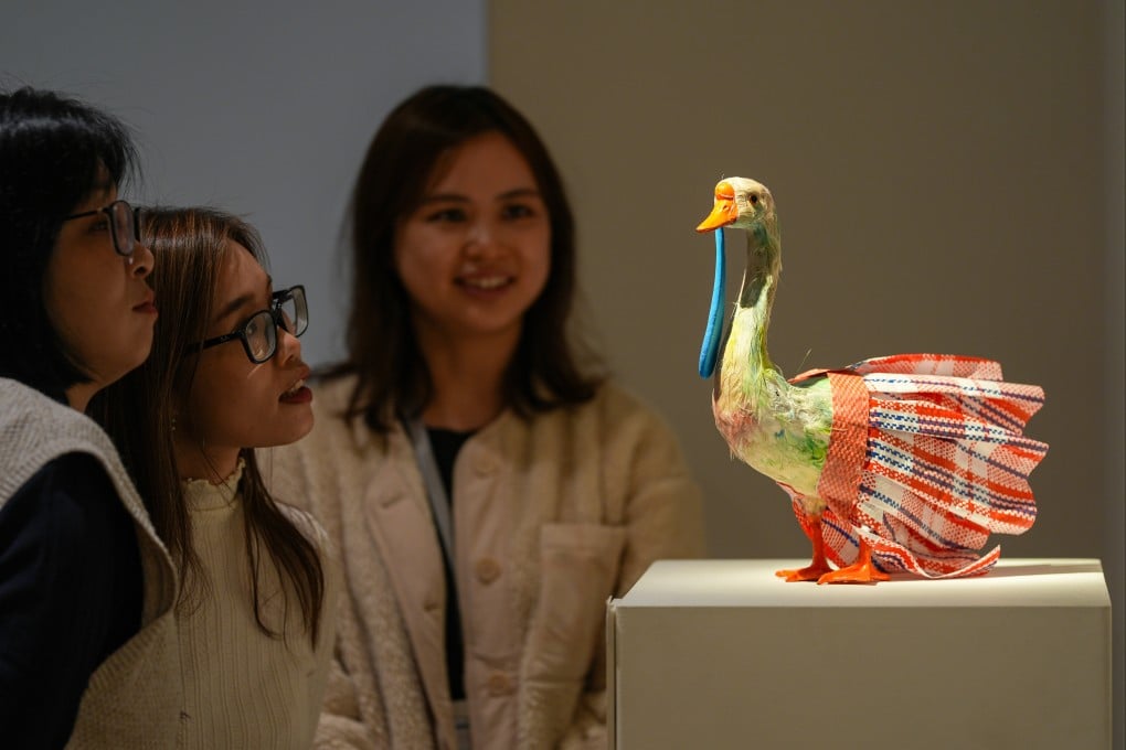 “The Scar Under The Feather” reflects the harm endured by animals from environmental pollution and the world’s over-reliance on down products. Photo: Eugene Lee