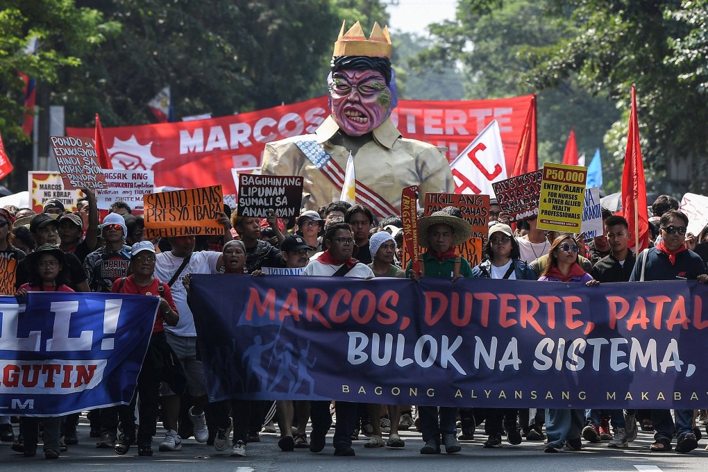 Protesters carry an effigy of Philippine President Ferdinand Marcos Jnr during an anti-corruption rally in Manila last month. Photo: AFP