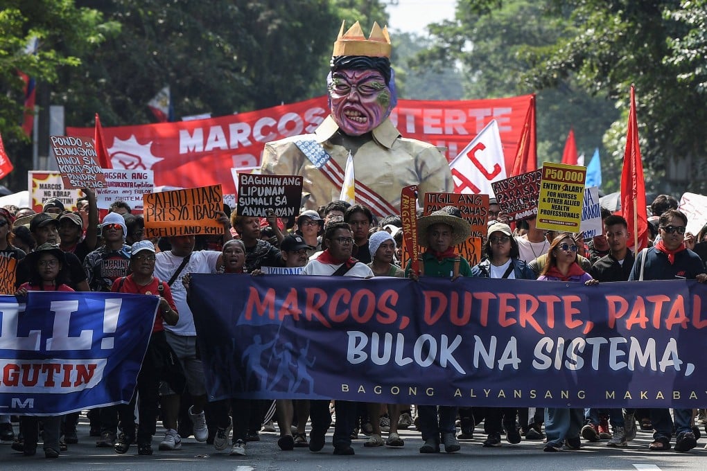 Protesters carry an effigy of Philippine President Ferdinand Marcos Jnr during an anti-corruption rally in Manila last month. Photo: AFP