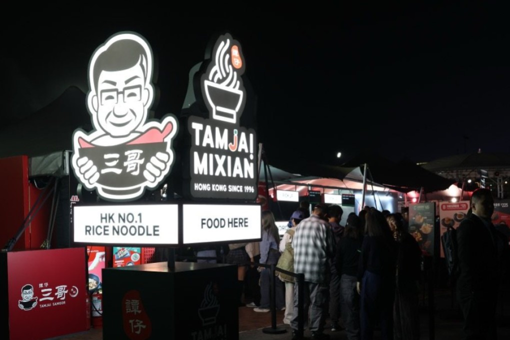 Festival goers queue for noodles and snacks from “TamJai Avenue” at the Clockenflap 2025 music festival in Hong Kong. Photo: Instagram/tamjai_samgor