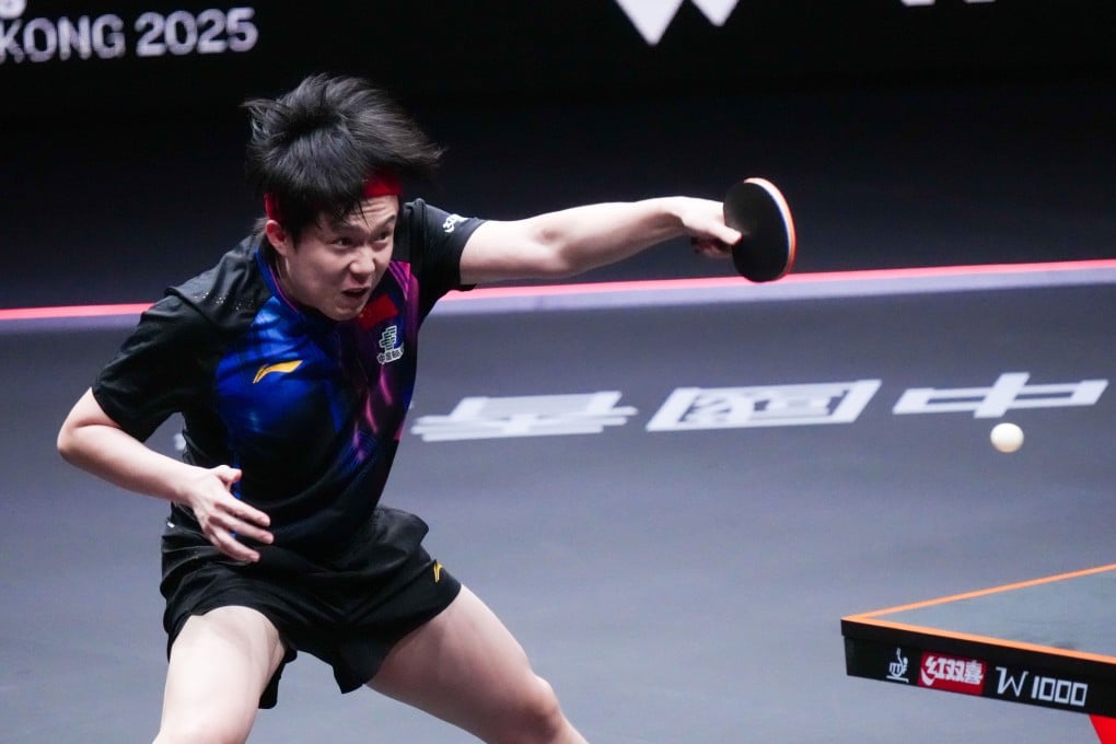 Wang Chuqin fires a return during his epic victory over Sora Matsushima. Photo: Xinhua