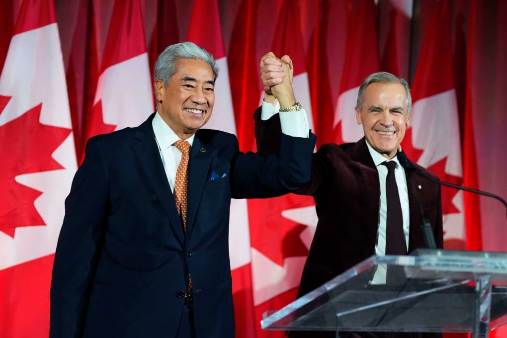 Prime Minister Mark Carney and Michael Ma, who crossed the floor from the Conservatives to the Liberals. Photo: The Canadian Press via AP