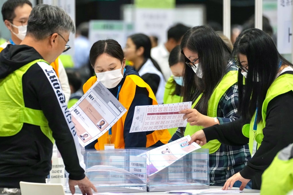 Votes are counted following last Sunday’s Legislative Council election. Photo: Karma Lo